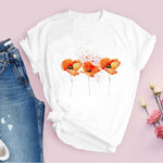 Women Graphic Flower Floral  Fashion Casual Cute 90s Style Vintage