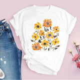 Women Graphic Flower Floral  Fashion Casual Cute 90s Style Vintage