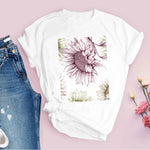 Women Graphic Flower Floral  Fashion Casual Cute 90s Style Vintage