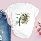 Women Graphic Flower Floral  Fashion Casual Cute 90s Style Vintage