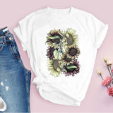Women Graphic Flower Floral  Fashion Casual Cute 90s Style Vintage