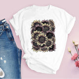 Women Graphic Flower Floral  Fashion Casual Cute 90s Style Vintage