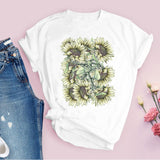 Women Graphic Flower Floral  Fashion Casual Cute 90s Style Vintage