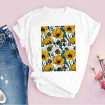 Women Graphic Flower Floral  Fashion Casual Cute 90s Style Vintage