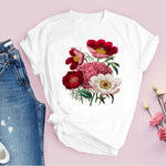Women Graphic Flower Floral  Fashion Casual Cute 90s Style Vintage