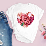 Women Graphic Flower Floral  Fashion Casual Cute 90s Style Vintage