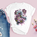 Women Graphic Flower Floral  Fashion Casual Cute 90s Style Vintage