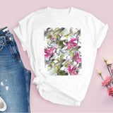 Women Graphic Flower Floral  Fashion Casual Cute 90s Style Vintage
