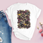 Women Graphic Flower Floral  Fashion Casual Cute 90s Style Vintage