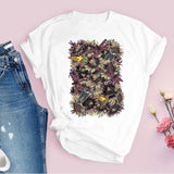 Women Graphic Flower Floral  Fashion Casual Cute 90s Style Vintage