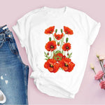 Women Graphic Flower Floral  Fashion Casual Cute 90s Style Vintage