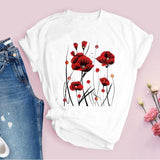 Women Graphic Flower Floral  Fashion Casual Cute 90s Style Vintage