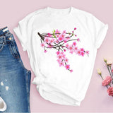 Women Graphic Flower Floral  Fashion Casual Cute 90s Style Vintage