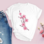 Women Graphic Flower Floral  Fashion Casual Cute 90s Style Vintage