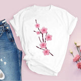Women Graphic Flower Floral  Fashion Casual Cute 90s Style Vintage