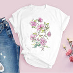 Women Graphic Flower Floral  Fashion Casual Cute 90s Style Vintage