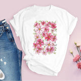 Women Graphic Flower Floral  Fashion Casual Cute 90s Style Vintage