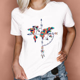 Women Graphic Feather Printing Fashion 90s Cute Watercolor