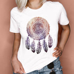 Women Graphic Feather Printing Fashion 90s Cute Watercolor