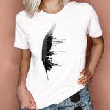 Women Graphic Feather Printing Fashion 90s Cute Watercolor