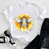 Women 2021 Feather Bird Short Sleeve Printing Spring Fashion