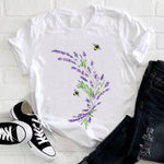 Women 2021 Feather Bird Short Sleeve Printing Spring Fashion