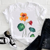 Women 2021 Feather Bird Short Sleeve Printing Spring Fashion