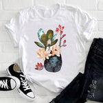 Women 2021 Feather Bird Short Sleeve Printing Spring Fashion