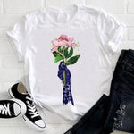 Women 2021 Feather Bird Short Sleeve Printing Spring Fashion