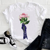 Women 2021 Feather Bird Short Sleeve Printing Spring Fashion