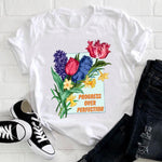 Women 2021 Feather Bird Short Sleeve Printing Spring Fashion