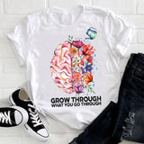 Women 2021 Feather Bird Short Sleeve Printing Spring Fashion