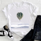 Women 2021 Feather Bird Short Sleeve Printing Spring Fashion