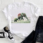 Women 2021 Feather Bird Short Sleeve Printing Spring Fashion