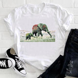 Women 2021 Feather Bird Short Sleeve Printing Spring Fashion