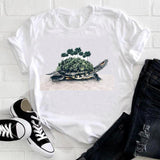 Women 2021 Feather Bird Short Sleeve Printing Spring Fashion