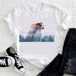 Women 2021 Feather Bird Short Sleeve Printing Spring Fashion