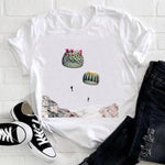 Women 2021 Feather Bird Short Sleeve Printing Spring Fashion