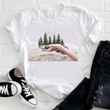 Women 2021 Feather Bird Short Sleeve Printing Spring Fashion