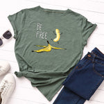 Summer Women's Cotton T-shirt Fruit Banana Print Tops Short