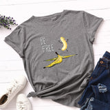Summer Women's Cotton T-shirt Fruit Banana Print Tops Short