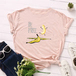 Summer Women's Cotton T-shirt Fruit Banana Print Tops Short