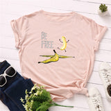 Summer Women's Cotton T-shirt Fruit Banana Print Tops Short
