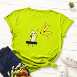 Summer Women's Cotton T-shirt Fruit Banana Print Tops Short