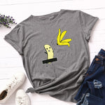 Summer Women's Cotton T-shirt Fruit Banana Print Tops Short