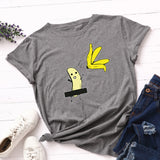 Summer Women's Cotton T-shirt Fruit Banana Print Tops Short