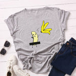 Summer Women's Cotton T-shirt Fruit Banana Print Tops Short