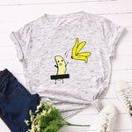 Summer Women's Cotton T-shirt Fruit Banana Print Tops Short