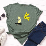 Summer Women's Cotton T-shirt Fruit Banana Print Tops Short