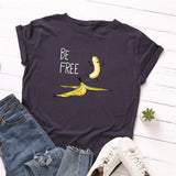 Summer Women's Cotton T-shirt Fruit Banana Print Tops Short
